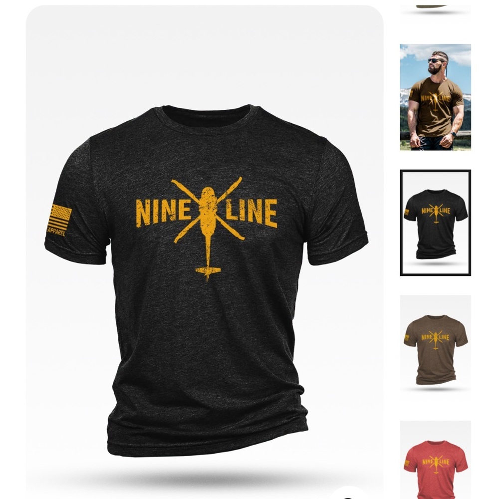 Nine Line Men's Charcoal Tee with Yellow Print